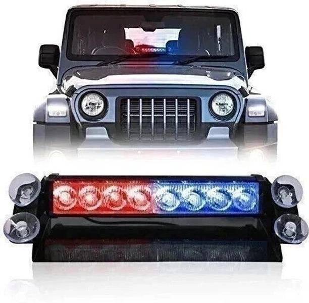 CARZEX 8 Led Flash Car Flashing Warning Emergency Windshield Unit 3 Mode Police Strobe Light Lamp waterproof police and charger(chipku) Car Fancy Lights