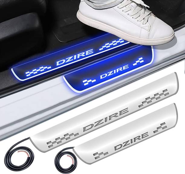 CARZEX Mirror Finish Door Foot Step LED Sill Plate for Dzire(Set of 4, Blue) Car Fancy Lights