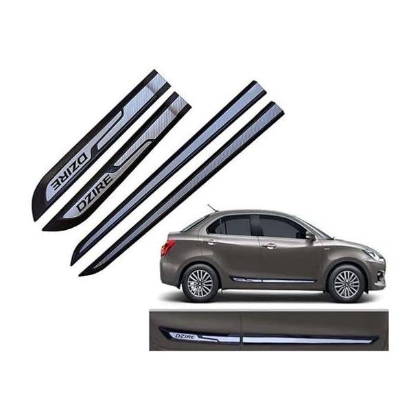 CARSHADE Car Door Side Beading Silver Black Compatible for Dzire All Models Set of 4 Pcs Glossy NA Swift Dzire Side Garnish