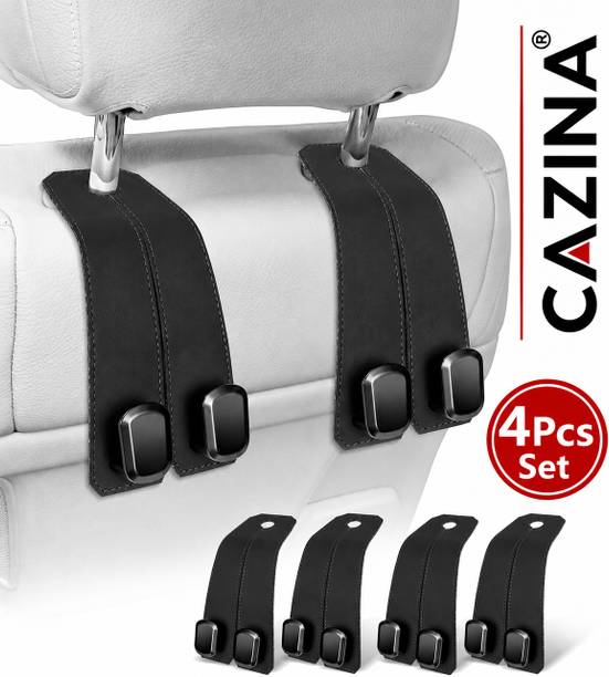 CAZINA1 4 Pcs Leather Car Bag Purse Holder With Double Metal Hooks For Handbags Car Side Seat Catcher