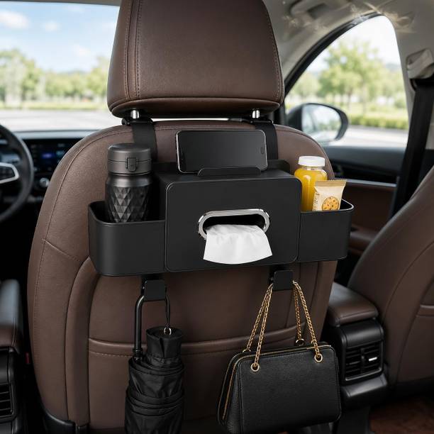 BESTZONE RETAIL MALL Car Back Seat Storage Rack with Cup Holder, Tissue Box & Grocery Hooks Car Storage Bag