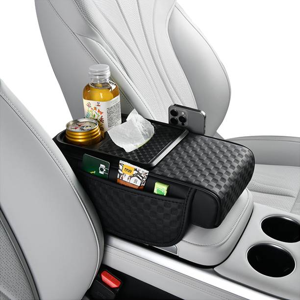 SUPVOX PU Armrest Pad for Car Console with Cup Holder Tissue Box and Side Pocket Car Storage Bag & Bin