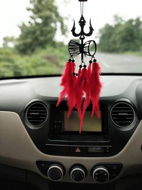 MH VILLA Acrylic Trishul Car Mirror Hanging Accessories Car Hanging Ornament