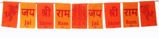 Jiyansh Traders Jai Shri Ram/Jai Shree Ram Prayer Flag 1 PCS For Car,Home Door,Temple Etc Size 4 Car Hanging Ornament