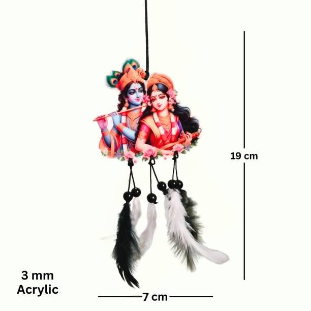 Dikshacreation Radha Krishna Pair Car Hanging Acrylic Dream Catcher Mirror Plastic Dream Catcher