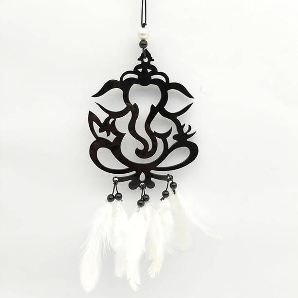 PINK&BLACK Ganesh Car Hanger / Car Dream Catcher / Car Hanging Ornament / Original Feathet Car Hanging Ornament
