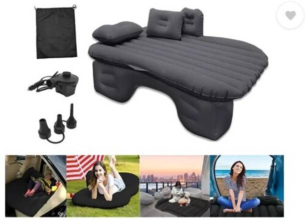 RRSS Black Inflatable Car Bed Travel/Two Pillows/Pump For Car,Camping,Swimming Inflatable Car Black Bed Mattress Multi-Functional With Air Pump Car Inflatable Bed