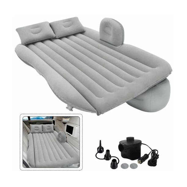 KIDSVALLA Premium Car Air Mattress (Gray) - Inflatable Bed with Electric Pump & 2 Pillows Premium Car Air Mattress (Gray) - Inflatable Bed with Electric Pump & 2 Pillows Car Inflatable Bed