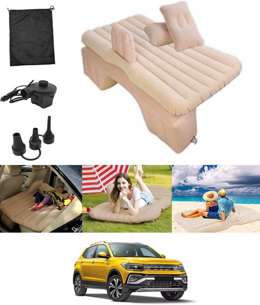 ABJD Beige Inflatable Car Inflatable Travel Bed/Two Pillows/Pump and Repair Kit-260 Multifunctional Car Inflatable Bed Mattress For(Car Travel,Camping,Swimming) Car Inflatable Bed