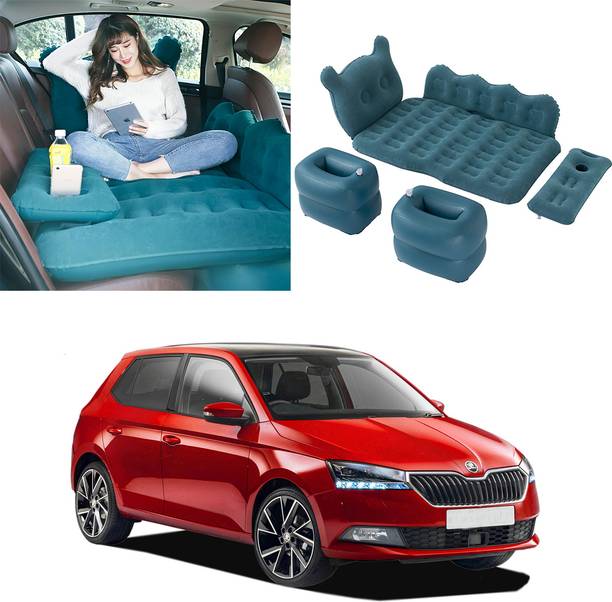 Oshotto Designer Car Inflatable Bed Mattress with Two Air Pillows For Skoda Fabia (Blue) Car Inflatable Bed