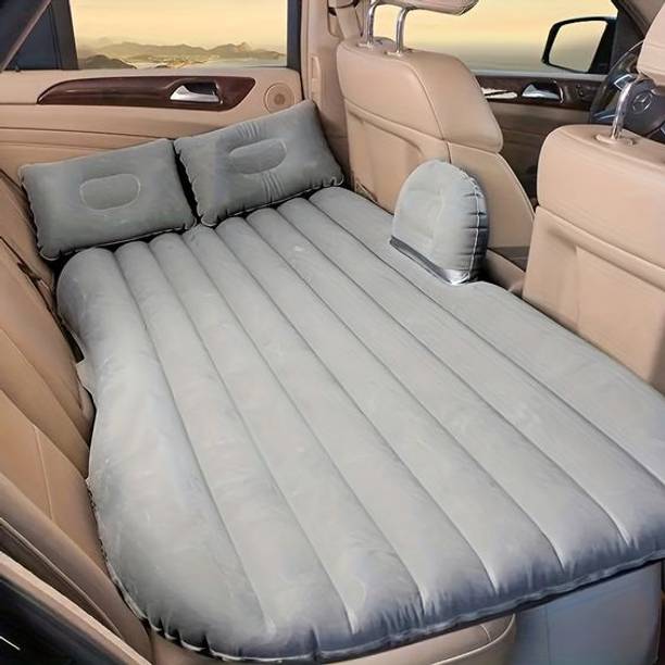 Bluejack PVC Inflatable Car Air Bed Mattress with Pump 2 Air Pillows & Repair Kit Car Inflatable Bed with Pump & 2 Air Pillows | Back Seat Car Air Mattress (Grey) Car Inflatable Bed