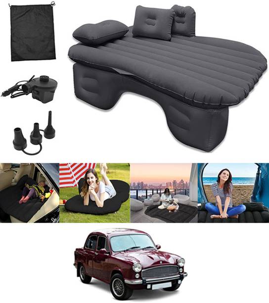 ABJD Black Inflatable Car Bed Travel/Two Pillows/Pump For Ambassador-2004 Premium Finish & Waterproof Car Inflatable Bed