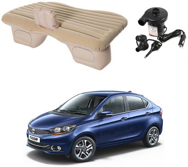 Oshotto Car Travel Inflatable Bed Mattress with Two Air Pillows For Tata Tigor Beige Car Inflatable Bed