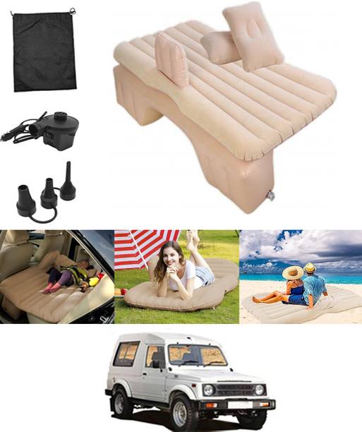 ABJD Beige Inflatable Car Inflatable Travel Bed/Two Pillows/Pump and Repair Kit-131 Multifunctional Car Inflatable Bed Mattress For(Car Travel,Camping,Swimming) Car Inflatable Bed