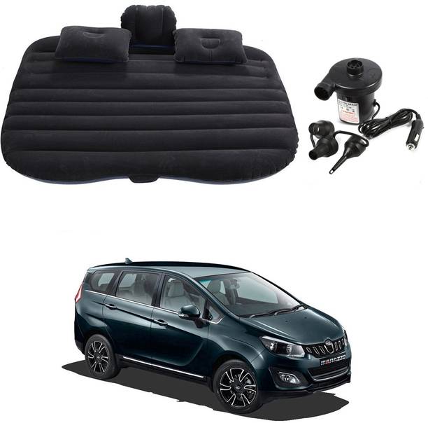 Oshotto Car Inflatable Bed Mattress with Two Air Pillows For Mahindra Marazzo Black Car Inflatable Bed