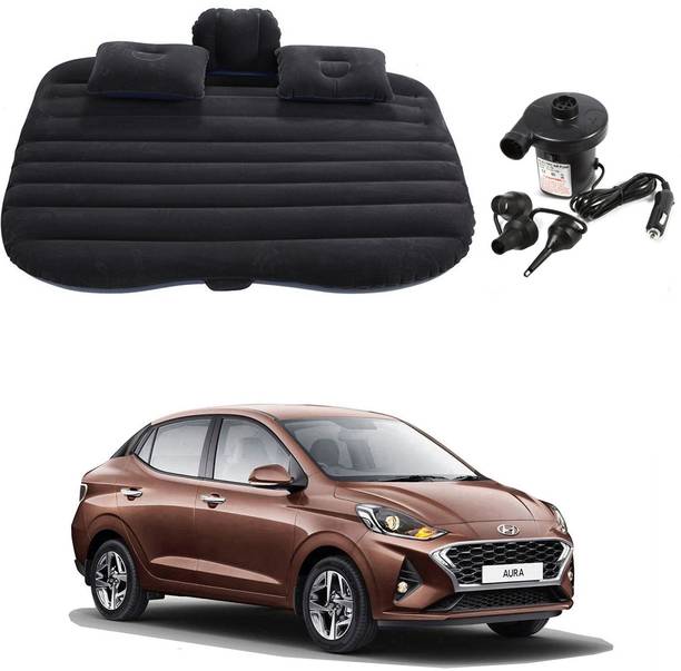 Oshotto Car Inflatable Bed Mattress with Two Air Pillows For Hyundai Aura Black Car Inflatable Bed