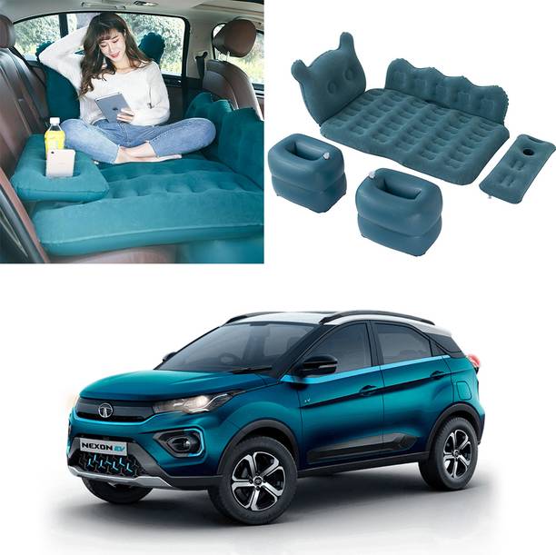 Oshotto Designer Car Inflatable Bed Mattress with Two Air Pillows For Tata Nexon (Blue) Car Inflatable Bed