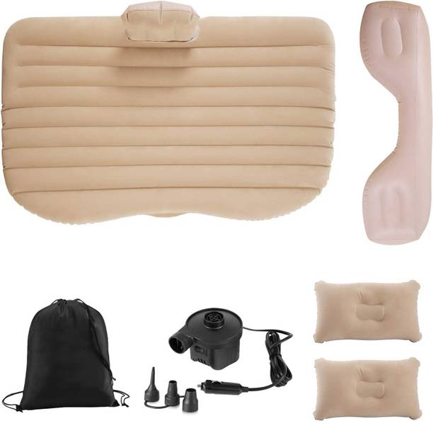 TRENDLER Cream Carbed Inflatable Bed with Pump & 2 Air Pillows | Back Seat Car Air Mattress (Cream) Car Inflatable Bed