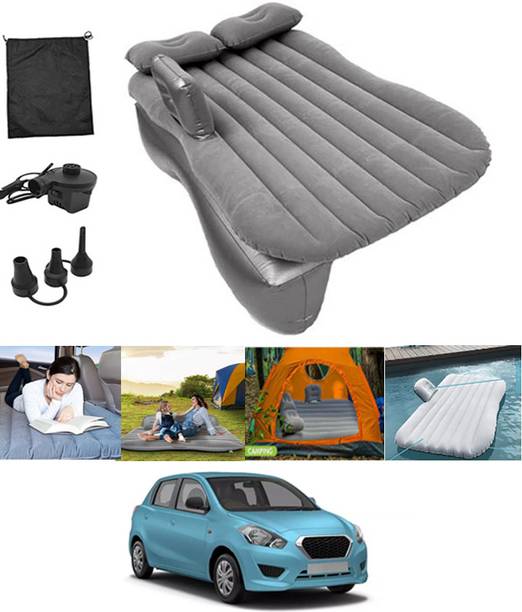 ABJD Inflatable Silver Car Travel Bed/Two Pillows/Pump For Go Datsun 2014 (Car Travel,Camping,Swimming)Multifunctional Car Inflatable Bed Mattress Car Inflatable Bed