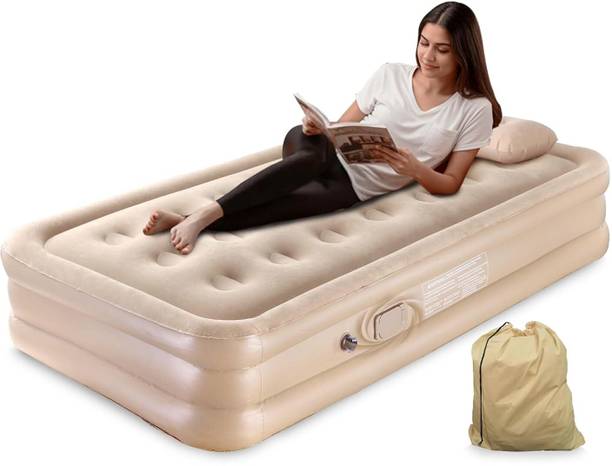Oupstrive Polyvinyl Chloride (PVC) Portable Air Mattress with Built-in Pump 5 inch Queen PU Foam Mattress
