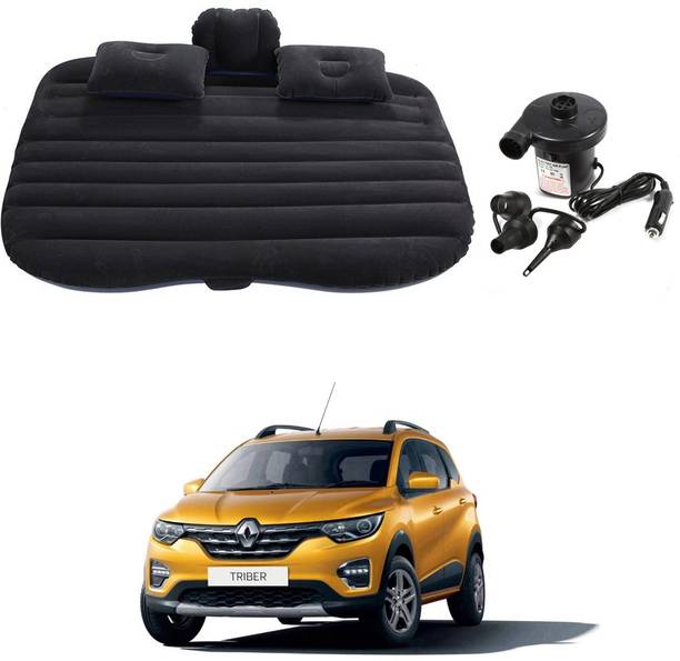 Oshotto Car Inflatable Bed Mattress with Two Air Pillows For Renault Triber Black Car Inflatable Bed