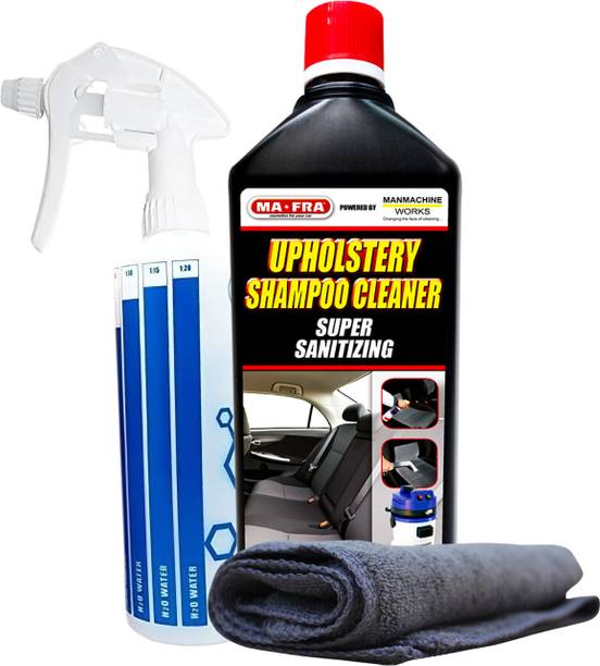 मफरा Upholstery Car Roof, Seat, Carpet, Sofa All Type Fabrics Velvet Cleaner + 500ml Empty Bottle+ Body Grey Towel(40*40Cm) व्हीकल इंटीरियर क्लीनर