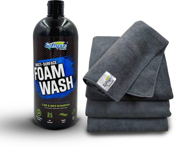 सॉफ्ट्सपन Essentials 1Ltr Car & Bike Premium Shampoo Car Washing Liquid 30X40-1L-GY4 व्हीकल इंटीरियर क्लीनर