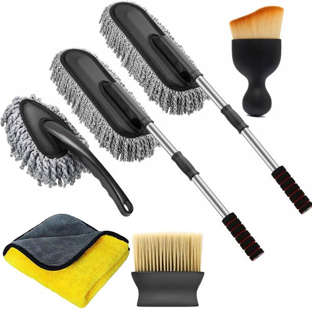 ओटोरोयज Car Cleaning Microfiber Duster and Brush for Interior Dashboard, Exterior Body Long Handle Duster Car Cleaning Combo Pack of 6 व्हीकल इंटीरियर क्लीनर