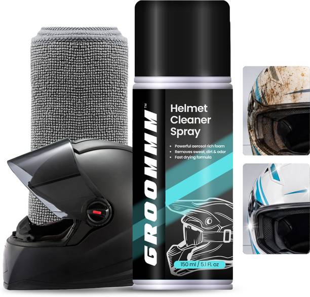 Groommm Helmet Cleaner Spray with Microfiber Cloth Combo Complete Helmet Cleanin