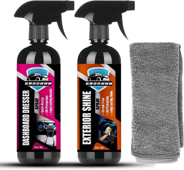 ELEM Groommm Car Interior Cleaner & Car Shine Spray with Microfiber Cloth Combo Pack ELMIXCOM4 Vehicle Interior Cleaner