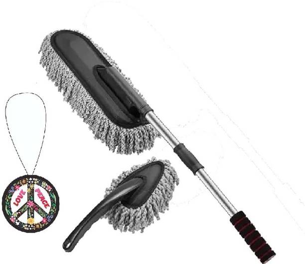 BLESSING Microfiber Retractable Type Round Car Cleaning Duster Brush Mop for All Cars Microfiber Cleaning Duster Brush for Car, Home, Kitchen & Computer (Small) Vehicle Interior Cleaner