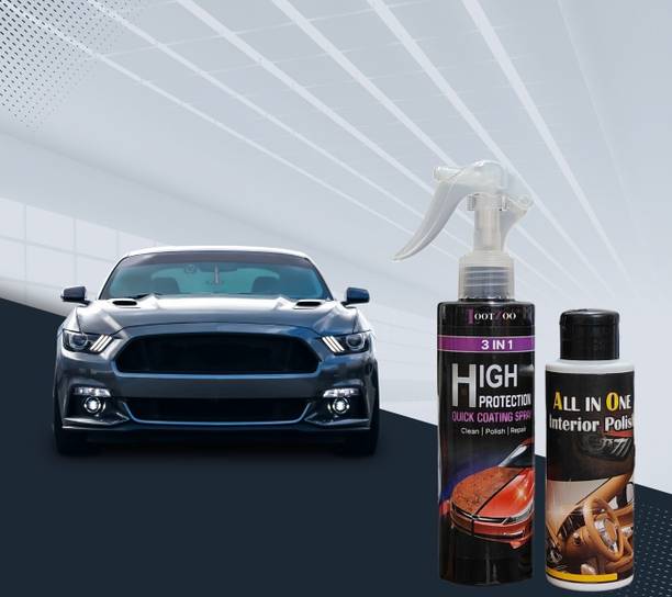 LootZoo 3 In 1 High Protection Car Coating Spray for Clean, Polish & Repair (200ml) Car Interior Polish for Dashboard (110ml) Vehicle Interior Cleaner