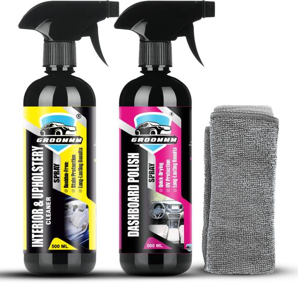 ग्रूमम Car Interior Cleaner & Dashboard Polish Combo (500Ml X 2) With Microfiber Cloth GRM_DASH_UPHOL_COMBO व्हीकल इंटीरियर क्लीनर