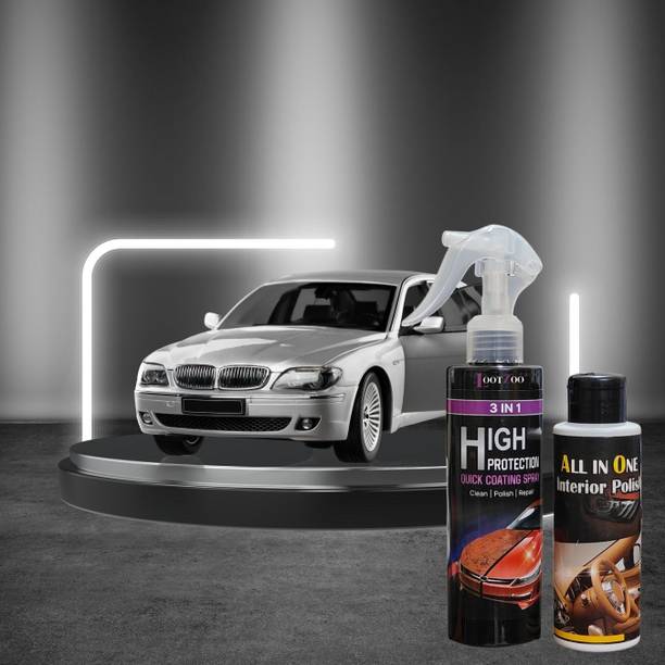 LootZoo 3 In 1 High Protection Car Coating Spray for Clean, Polish & Repair (200ml) Car Interior Polish for Dashboard(110ml) Vehicle Interior Cleaner