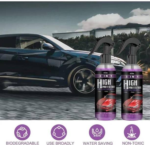 LootZoo Polish Spray 3 In 1 High Protection Car Polish for Dashboard Coating, Set of 2 Vehicle Interior Cleaner