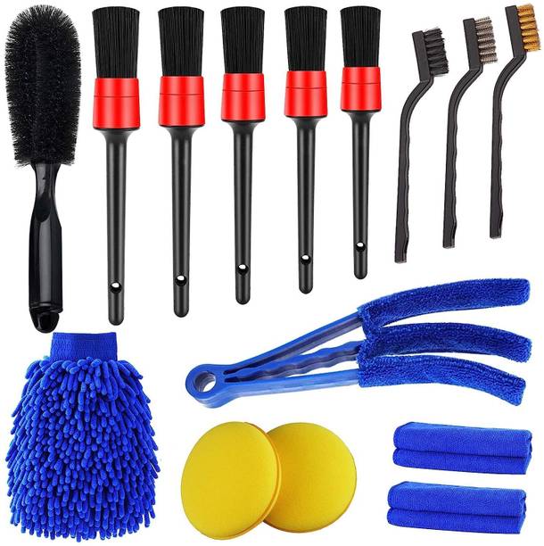 फ्लोस्ट्रेन Car interior and Exterior Cleaning Set (15pcs) Cleaning Tool Kit,Exterior Interior Detailing Brush Set व्हीकल इंटीरियर क्लीनर