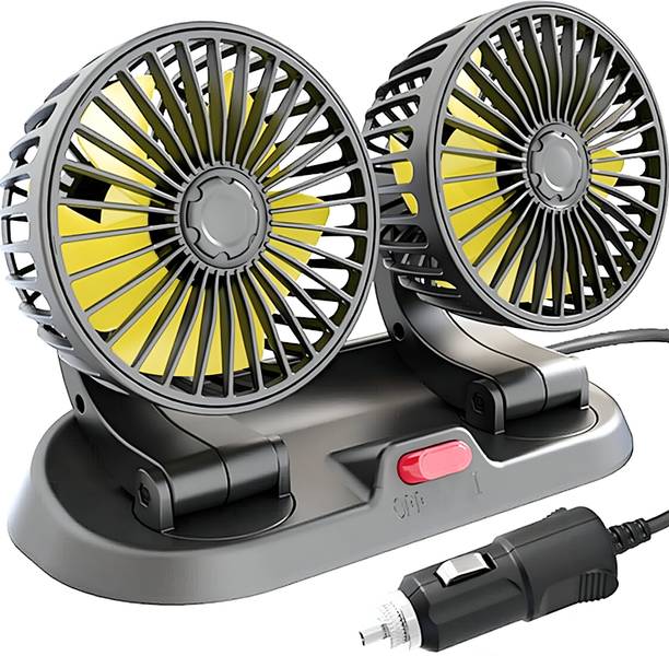 EliteAuto high speed Turbine red moveable head Car Cooling Fan 12V With 360 Degree 2 Speed Car Interior Fan