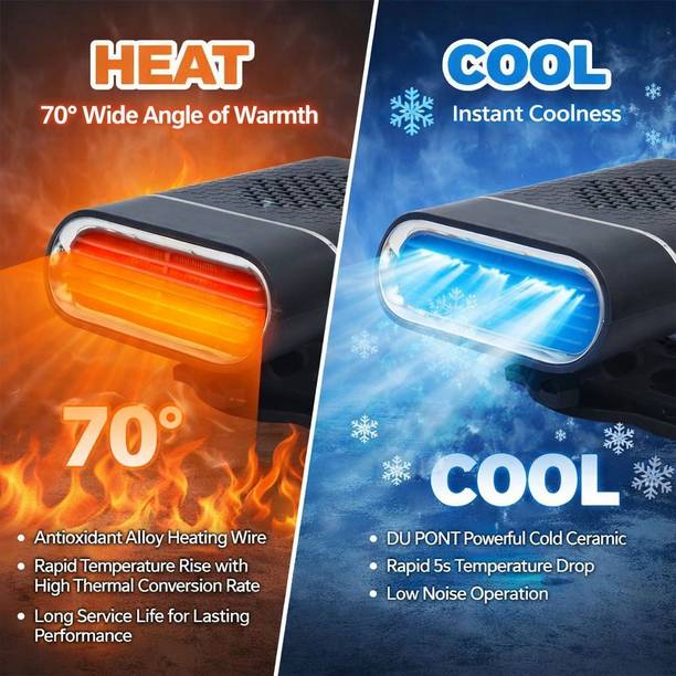 mirren 2 in 1 Car Heater 150W 12V Portable Fast Heating Defroster & Defogger Fan Car Interior Fan