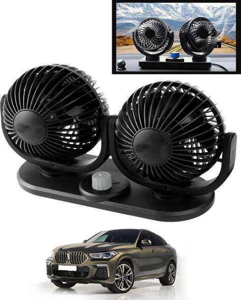 CCMM Dual 4-Inch Heads 360° Rotatable Design 12V DC Power Supply Fan For Car-313 Car Interior Fan