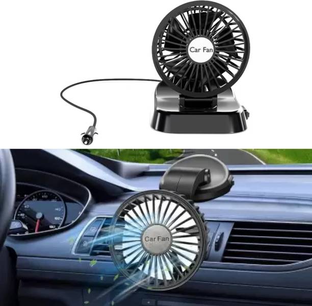 JSCoritan 12V Electric Car Cooling Fan 360° Rotatable Single Head Air Circulator Fan Car Interior Fan