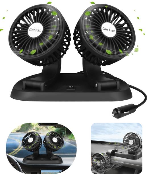 Taveesa 360° Adjustable Dual Head Cooling Air Car Fan Dashboard Cooler Fan Portable_02 Car Interior Fan