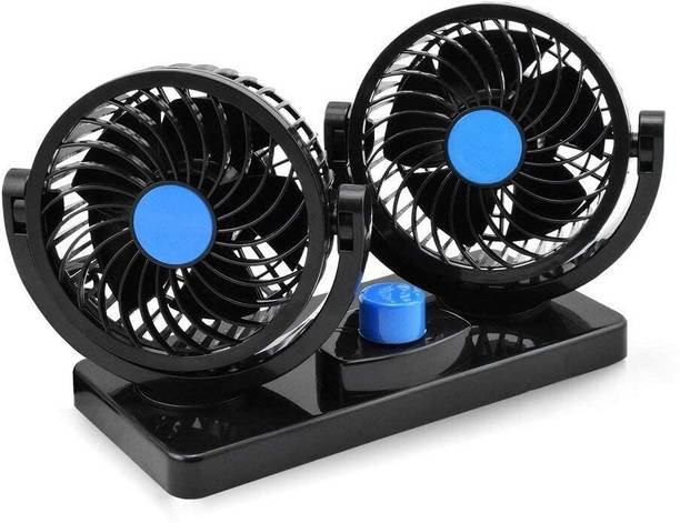ACE 12V DC Electric Car Fan for Dashboad 360 Degree Rotatable Dual Head Car Interior Fan