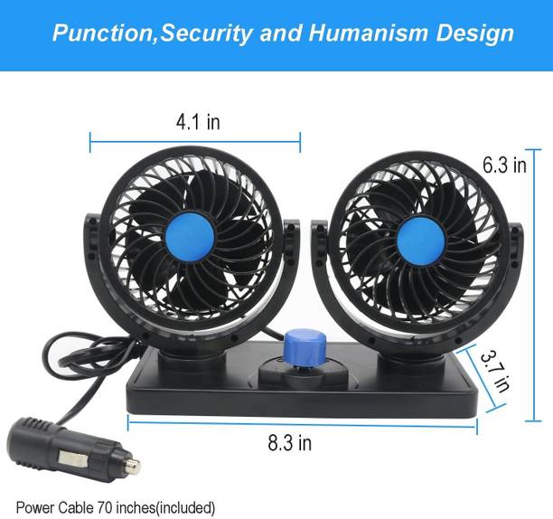 SORAX Car Dashboard Fan 12V 360 Head 2 Speed Quiet Strong for All Universal Cars Car Interior Fan