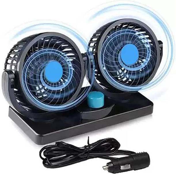 amride Car Fan 12V 360 Degree Rotatable Dual Head 2 Speed Quiet Auto Cooling Air Fan Car Interior Fan