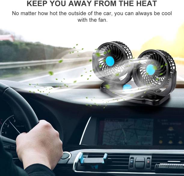 Rhtdm Car Fan 12V 360 Head 2 Speed Quiet Strong for All Auto Vehicles-CF78 Car Interior Fan