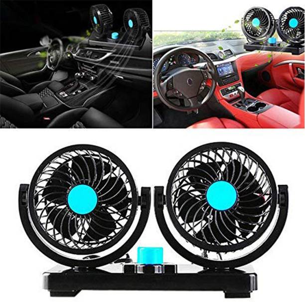 Feelitson Car, Truck, Van Dashboard 360 Degree DC Rotating Double Headed Fan (1Pcs) Car Interior Fan