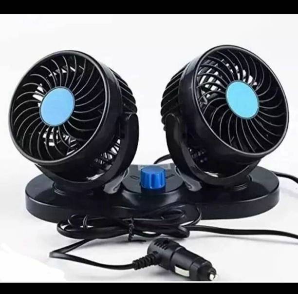 CARMOD 12V Car LARGE Fan Dashboad 360 Degree Rotatable Dual Head Car 2 Speed Fan Car Interior Fan