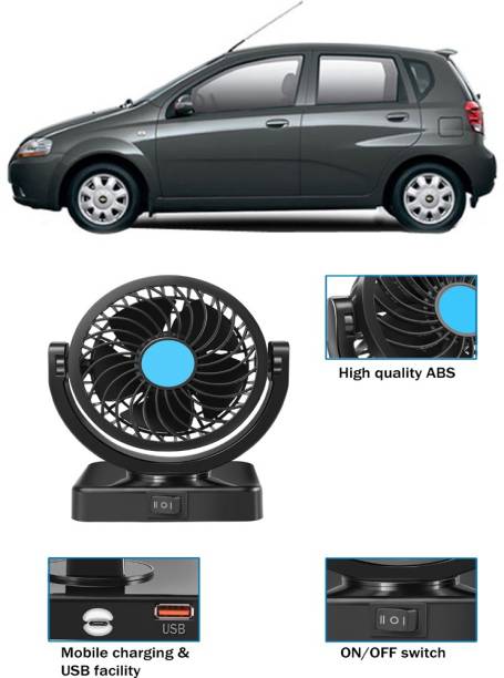 Amulite Car Fan With USB Charging 360 Degree Rotatable Fan-G-079 Car Interior Fan