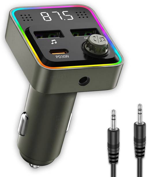 Crust v5.0 Car Bluetooth Device with 3.5mm Connector, Audio Receiver, Car Charger, FM Transmitter, MP3 Player, Adapter Dongle