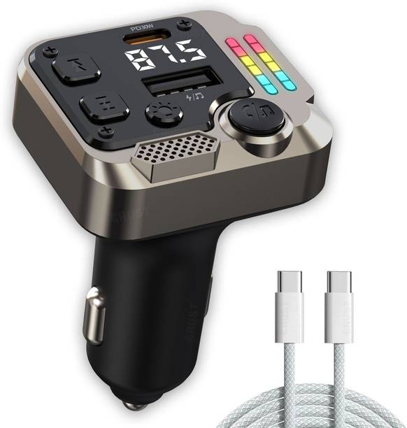 Crust v5.0 Car Bluetooth Device with FM Transmitter, Car Charger, Audio Receiver, MP3 Player, Adapter Dongle, USB Cable